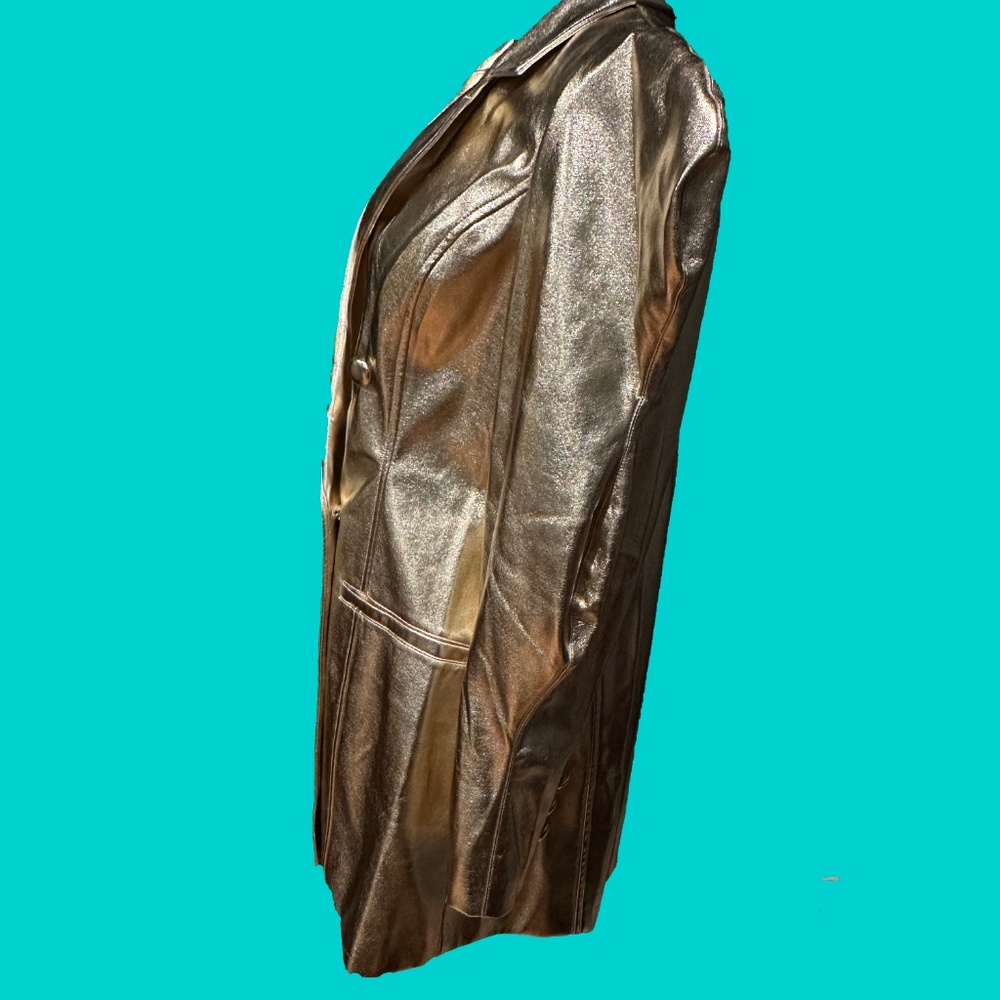 NWT Amylynn Soft Gold Metallic Coat Blazer Dress - Picture 3 of 9